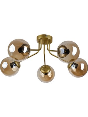 Normadia Modern Bal Camlı 5'li Avize, Salon, Mutfak ve Yatak Odası Için Şık Tasarım