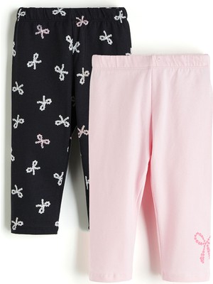 Lc Waikiki Yeni Sezon Beli Lastikli Fiyonklu Kız Çocuk Tayt 2'li