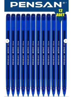 Derkadesign Tükenmez Kalem 1.0 mm Mavi – 12’li Adet - (Büro Serisi)