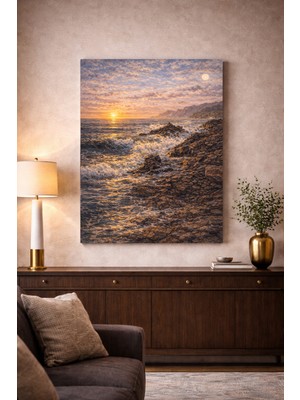 Artease Günbatımında Dalgaların Dansı Kanvas Tablo