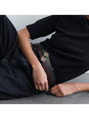 Desa Kadın Siyah / Koyu Yeşil Çift Taraflı Deri Kemer