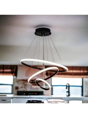 Normadia 3'lü LED Çember Avize Seti, Uzaktan Kumanda, 30-50CM Seçenekler