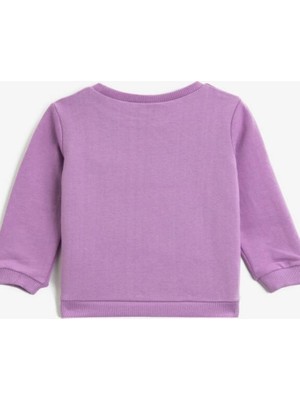 Koton Yazılı Baskılı Pamuklu Bisiklet Yaka Uzun Kollu Sweatshirt