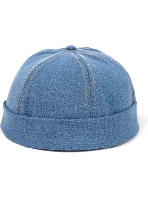 Külah Unisex Denim Docker Cap Sipersiz Kot Şapka
