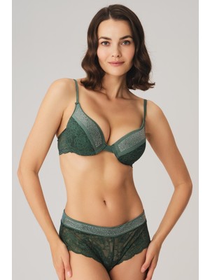 Anıl 4815 Kadın Balenli Destekli Dolgulu Taşlı Dantelli Sütyen ve String Takım
