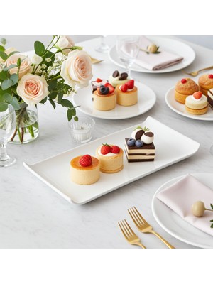 Külsan 114.PW - Tabldot Salto 3'lü Beyaz Dikdörtgen Tabak Seti 30X14,5 Cm, Thermoset Melamin