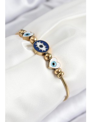 Eco Lounge 316L Çelik Göz Charm Model Gold Renk Kadın Bileklik