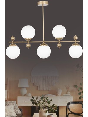 Normadia Serra 5'li Eskitme Avize, Modern Beyaz Camlı Tasarım