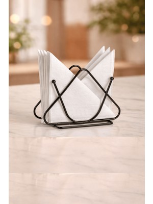Edora Home Siyah Renk Dekoratif Masaüstü Şık Peçetelik, Cafe & Restoran & Otel Pratik Kullanım Amaçlı Peçete Standı