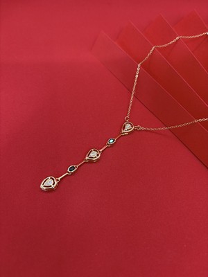 Taşlı Element Gold Y Kolye