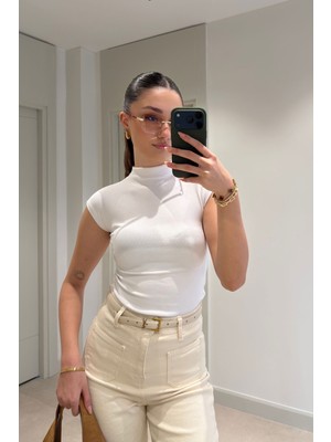 Magarde Premium Dik Yaka Bluz- Beyaz
