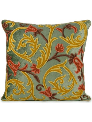 Bursa İpek Yeşil Işlemeli Kadife Kırlent