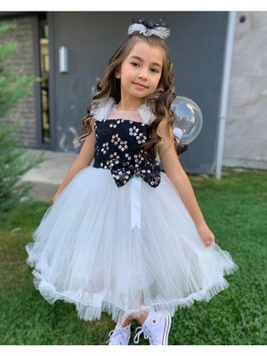 Lunas Tekstil Papatya Pullu Eteği Fırfır Elbise