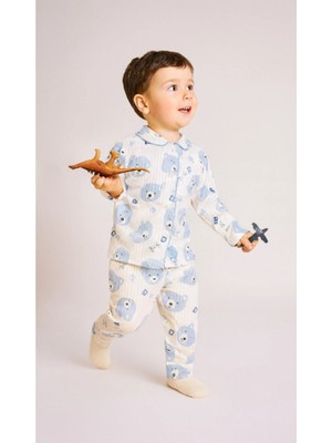 ruhaay Unisex Bebek Takım Uzun Kollu Pamuklu Animal Desenli 0-6 Aylık 1-3 Yaş