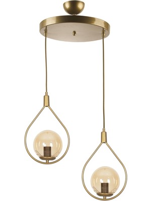 Normadia Modern Eskitme Gold Renk Bal Camlı 2'li Avize, Şık ve Şıklık Katıcı Dekor