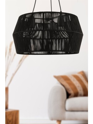 Normadia Şık Siyah 3'lü Avize, 45 Cm, Modern Tasarım