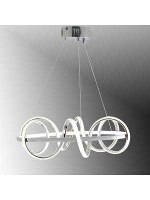 Normadia Modern 3 Renk LED Avize, Krom Kaplama, Büyük Sarmal Tasarım