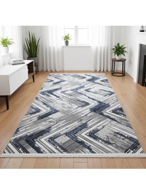 Yağmurser Ekselans Yumuşak Dokulu Kaymaz Taban Halı Yolluk 3014 Mavi