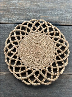 Home İnn Hazeran Esintisi - 33 cm Lüks Jüt Halat Supla - Bohem Örgü Amerikan Servis