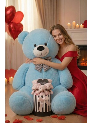 Sole Sevgililer Günü’ne Özel: 90 cm Peluş Ayı & Aynalı Mesajlı Pembe Silindir Ayıcık Buketi | Romantik Sevgiliye Hediye Buket