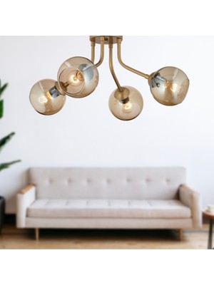 Normadia Modern 4'lü Eskitme Bal Camlı Avize, Genç Odası ve Mutfak Için Şık Aydınlatma