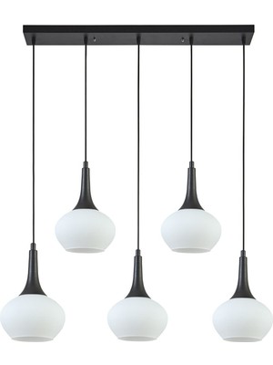 Normadia Modern Beyaz Camlı 5'li Salon ve Mutfak Avizesi