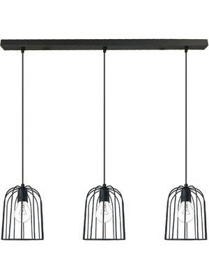 Normadia Modern Siyah Üçlü Sarkıt Avize, Şık ve Zarif Oturma Odası Aydınlatması