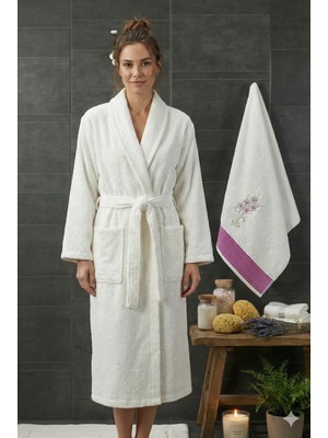 Zena Krem Kadın Havlulu Bornoz