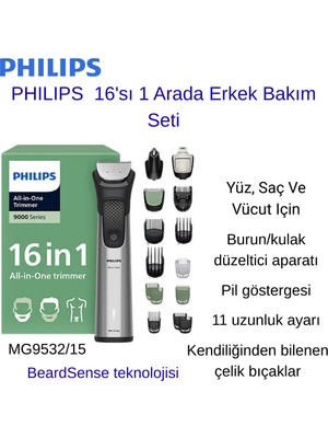 Philips 9000 Serisi MG9532/15 16'sı 1 Arada Erkek Bakım Kiti