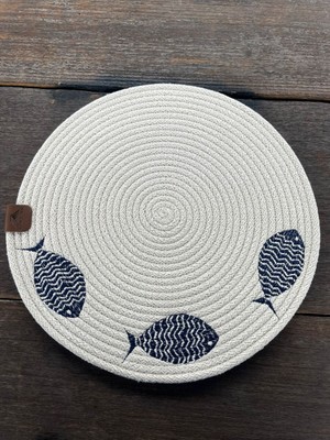 Home İnn Balık Işlemeli Amerikan Servis-Leke Tutmaz Natural 33 cm