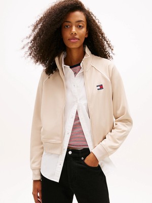 Tommy Hilfiger Tjw Amblemli Eşofman Üstü Kadın Bej Sweatshirt DW0DW21930ABY
