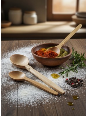 Trabzon Bölgesi El Yapımı Hakiki Şimşir Kaşığı 3'li