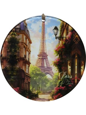 Mixperi Hediyelik Paris Manzaralı Şık Cam Duvar Süsü - 16 cm Dekoratif Obje