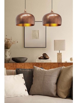 Normadia Bakır Rengi Modern Avize, Ikili Lamba, Retro Tarz, Restoran ve Otel Dekoru