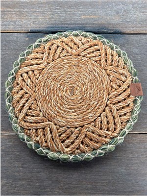 Home İnn Jüt Halat Supla 33 cm El Örmesi Hasır Amerikan Servis Boho Tasarım