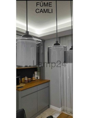 Normadia Şık Eve Serisi 3'lü Sıralı Füme Camlı Yemek Masası Avizesi