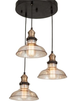 Normadia Retro Rustik Bal Cam 3'lü Sarkıt Avize, Modern ve Şık Tasarım