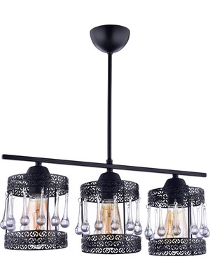 Normadia Şık Sıralı 3 Lü Damla Taşlı Siyah Takı Seti