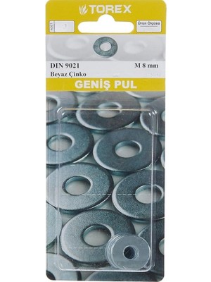 Torex Geniş Pul Rondela M8 DIN9021, 1p=7