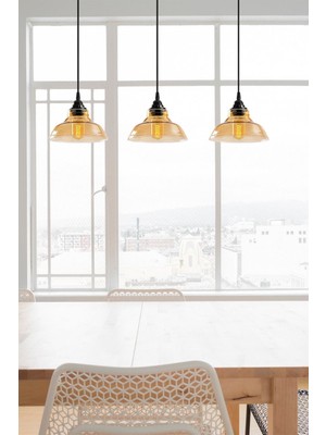 Normadia Lüks Modern Sıralı Balcam Yemek Masası ve 3 Lü Avize Takımı