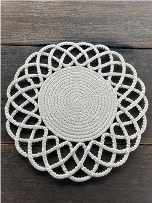 Home İnn Hazeran Esintisi - 33 cm Lüks Jüt Halat Supla - Bohem Örgü Amerikan Servis