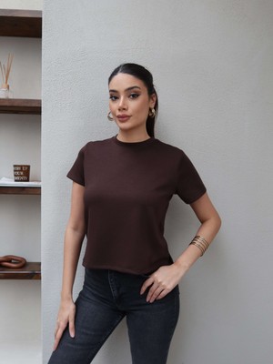 Esra Helvacı Bisiklet Yaka Düz Tshirt