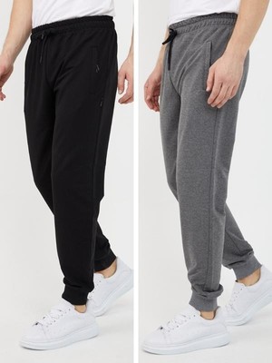 Mmetalic Erkek Paça Ribanalı Cep Fermuar Detaylı 2'li Eşofman Altı