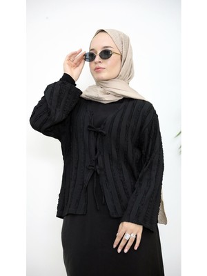 Foremia Pileli Ön Iki Bağlamalı Tunik-Siyah