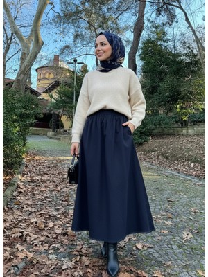 Foremia Cepli Bel Lastikli Etek-Lacivert