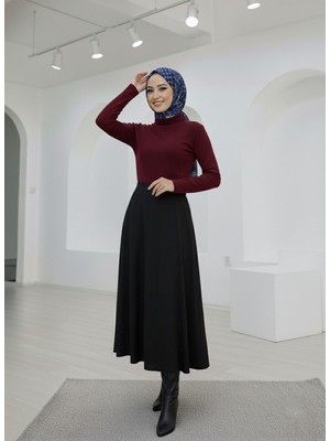 Foremia Çıma Detaylı Parçalı Etek-Siyah