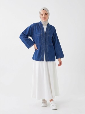 Foremia Cep Detaylı Sıra Dikişli Kot Ceket-Lacivert