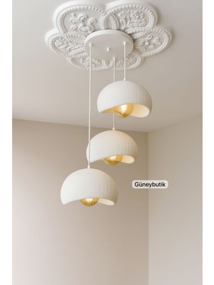 Normadia Modern 3'lü Sarkıt Avize, Beton Görünüm, Rustik Stil, Ampullü Dahil