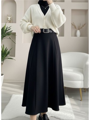 Foremia Kelebek Detaylı Dabıl Etek-Siyah