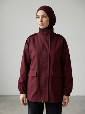 Foremia Apoletli Cep Kapaklı Ceket-Bordo